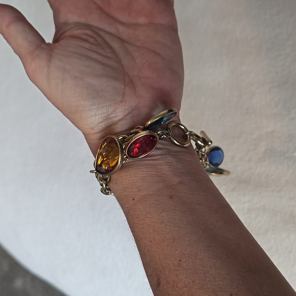 Elegant Gold Multi-Color Charm Bracelet - Picture 3 of 4